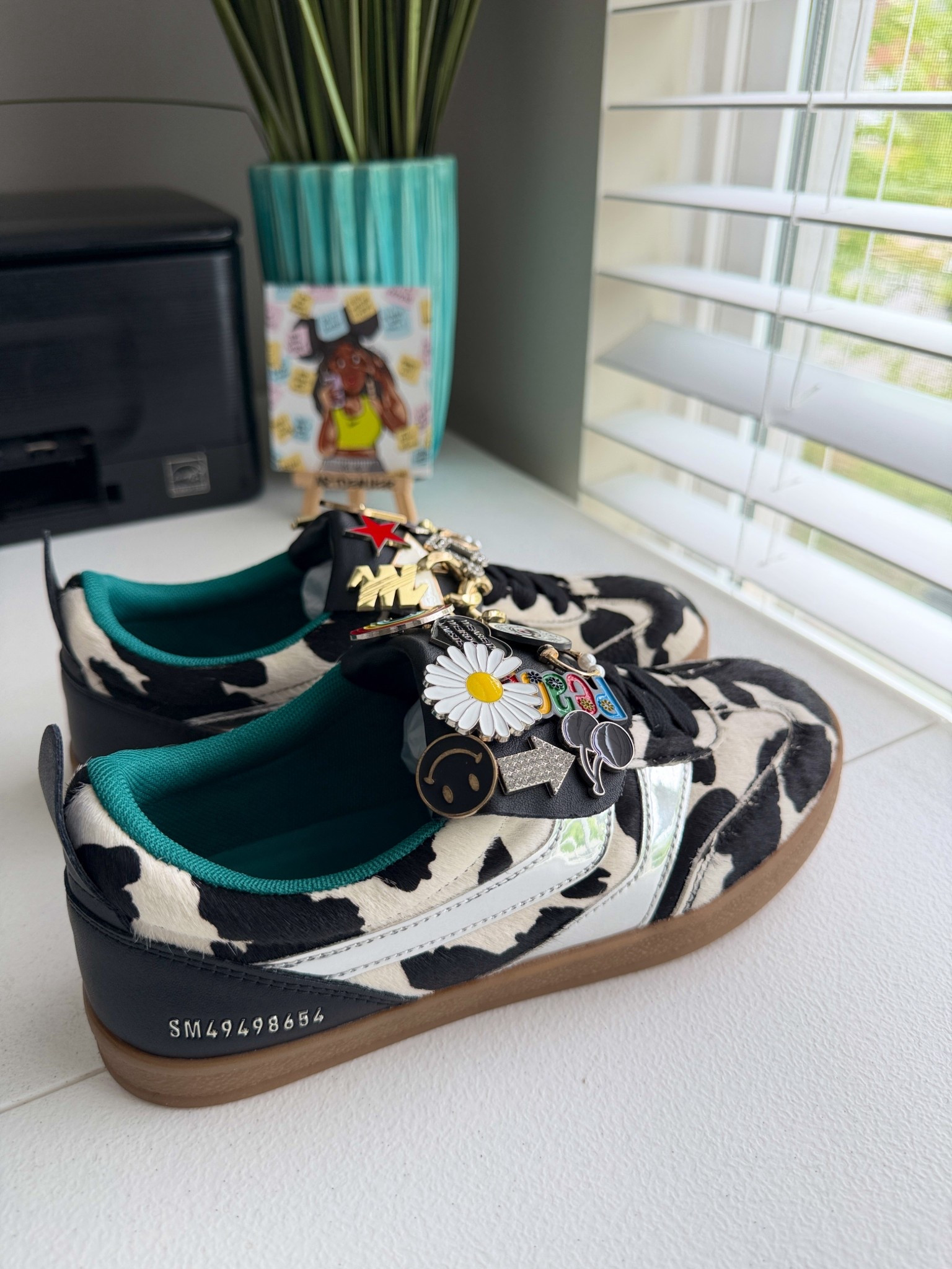 Steve Madden WYATT BLACK COW PRINT sneakers 

#LTKOver40