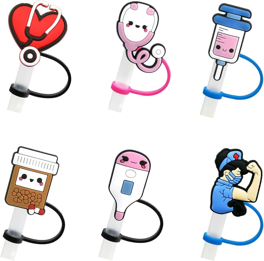 6Pcs Straw Covers, Silicone Straw Tip Covers, Straw Toppers for Tumblers, Reusable Drinking Dust ... | Amazon (US)