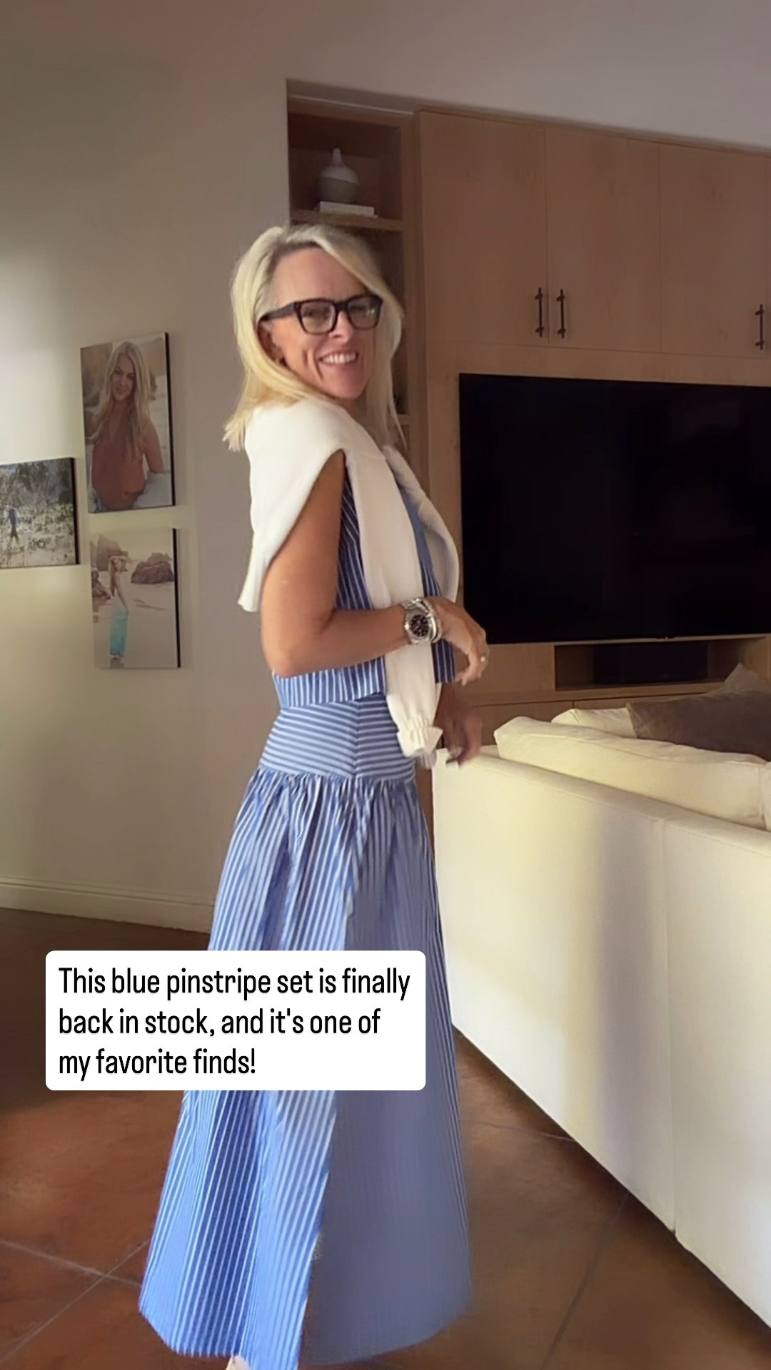This blue pinstripe set is finally back in stock, and it's one of my favorite finds! The drop waist skirt is so flattering, and both pieces can be mixed and matched with so many wardrobe staples. I'm wearing a small in both.

💡 LTK MADE EASY
❤️ Heart = Support my posts!
🔖 Save = Get sale & restock alerts
📋 Lists = Keep favorites organized
📲 Share = Send lists and products to a friend. Hello, Christmas List!
💬 Comment = Ask me anything about what I'm wearing. :-)

#LTKootd #LTKOver40 #LTKSaleAlert
