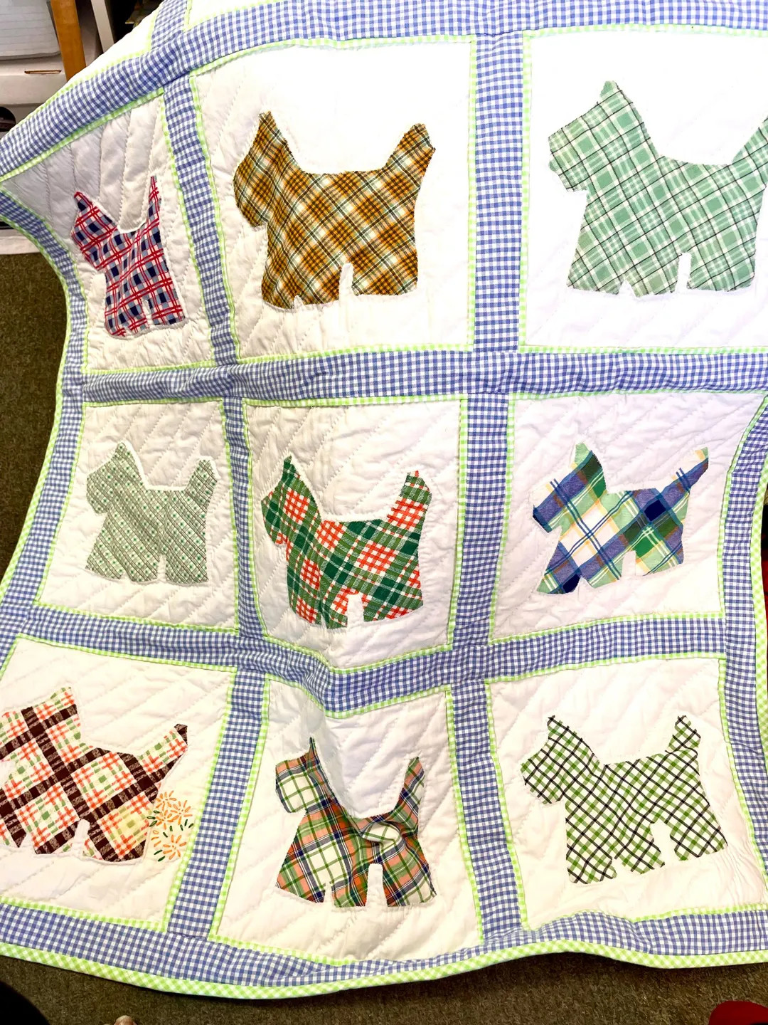 Baby Quilt Scottie Dogs Hand Quilted Amish Made With Feedsack Depression Prints Cotton Machine Wa... | Etsy (US)