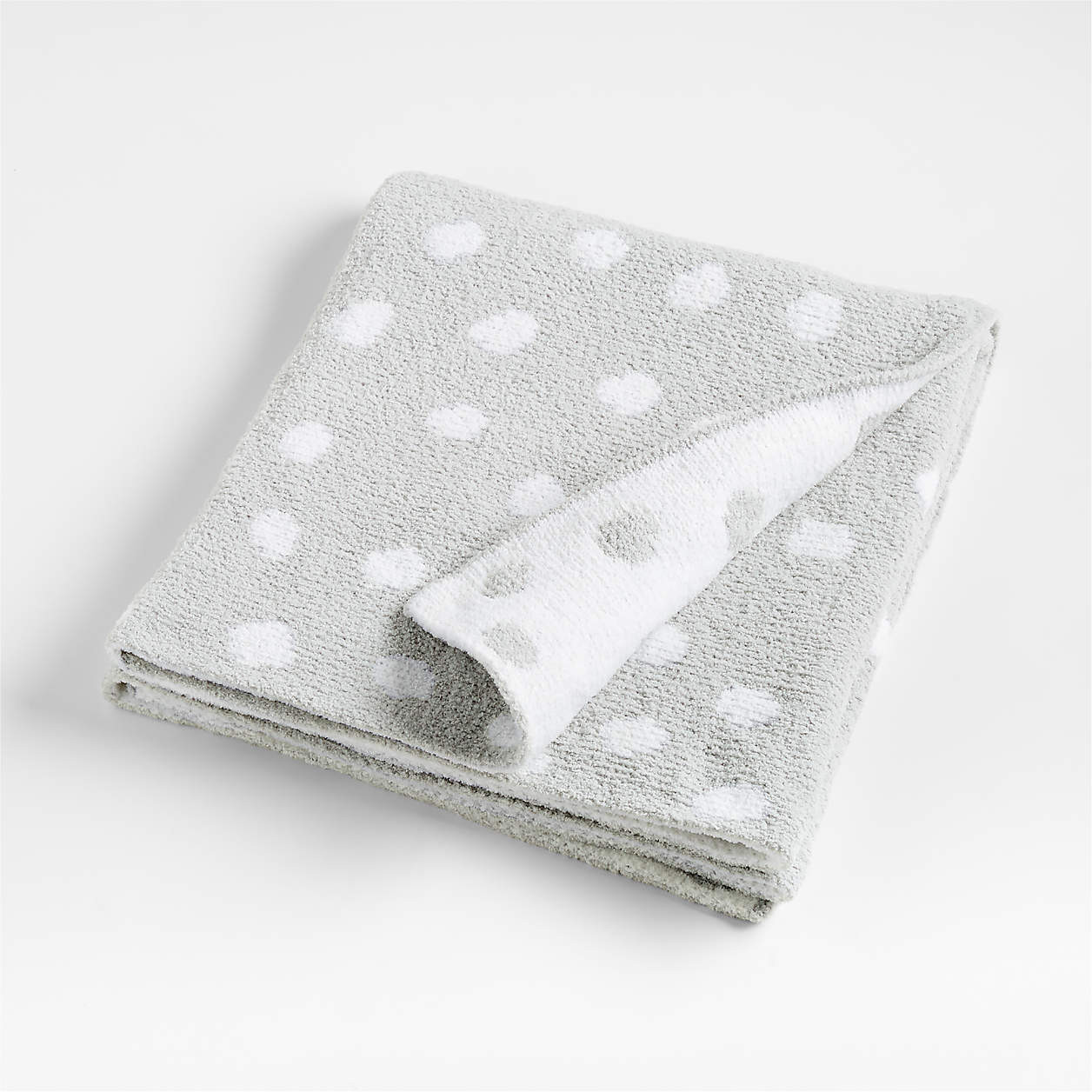 Reversible Grey Chenille Dot Baby Stroller Blanket + Reviews | Crate & Kids | Crate & Barrel
