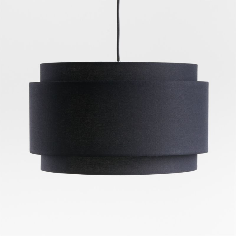 Avery Black Linen Double Drum Pendant Light + Reviews | Crate & Barrel | Crate & Barrel