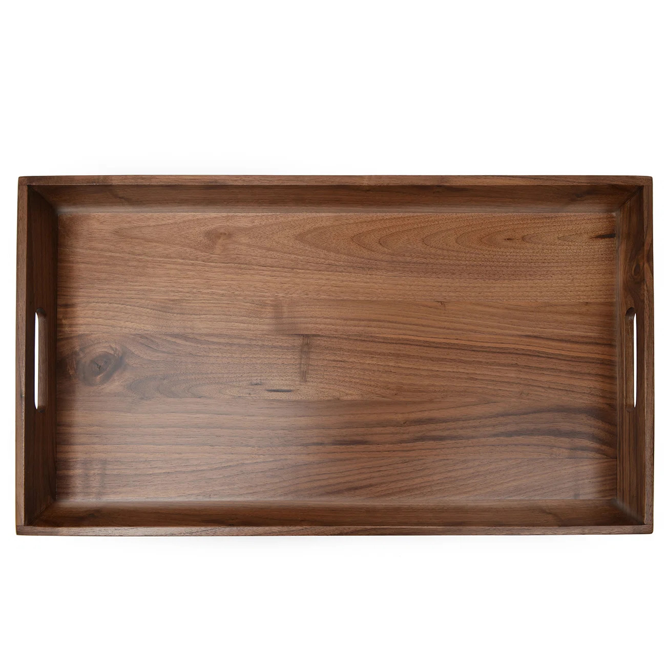 Glaude Rectangle Black Walnut Solid Wood Serving Tray Ottoman Tray | Wayfair North America