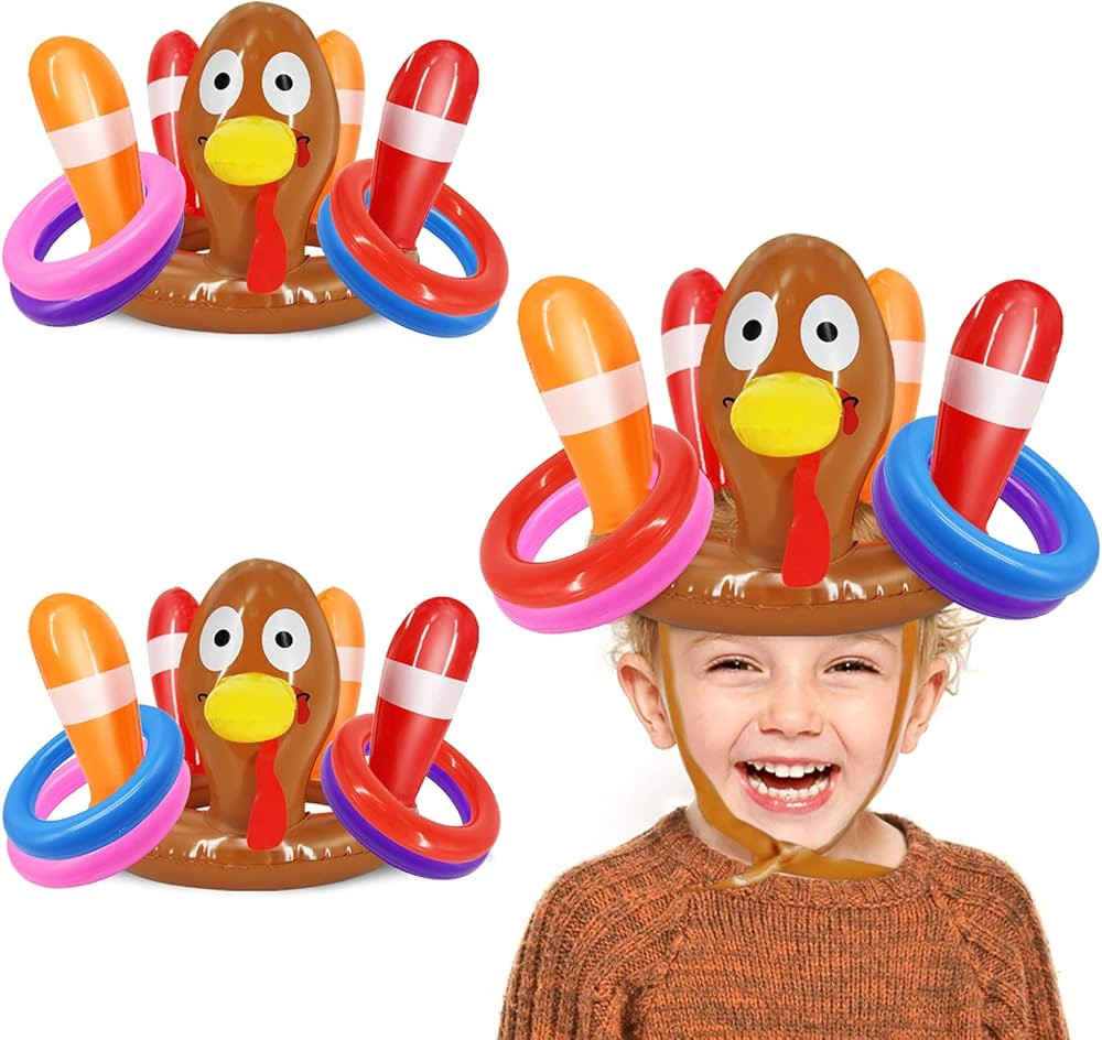 3 Pack Thanksgiving Ring Toss Games Toys for Kids Thanksgiving Inflatable Turkey Hat Toss Games T... | Amazon (US)