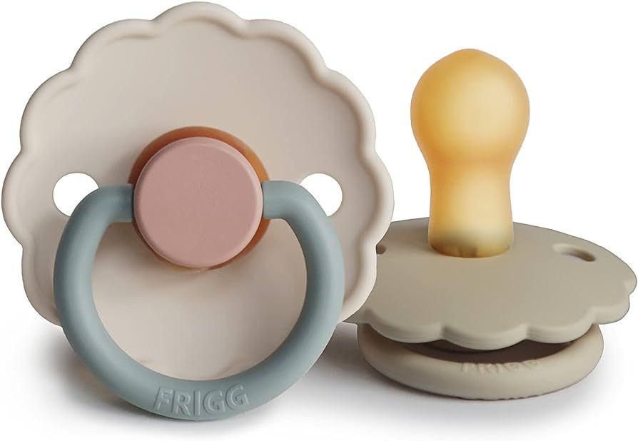FRIGG Daisy Natural Rubber Baby Pacifier | Made in Denmark | BPA-Free (Cotton Candy/Sandstone, 0-... | Amazon (US)