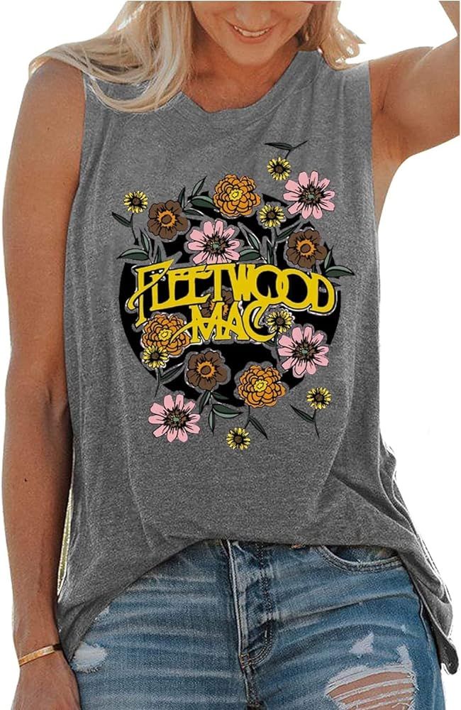 Vintage Rock Band Tank Top for Women Retro Graphic Rock Music Tees Summer Sleeveless Concert Shir... | Amazon (US)
