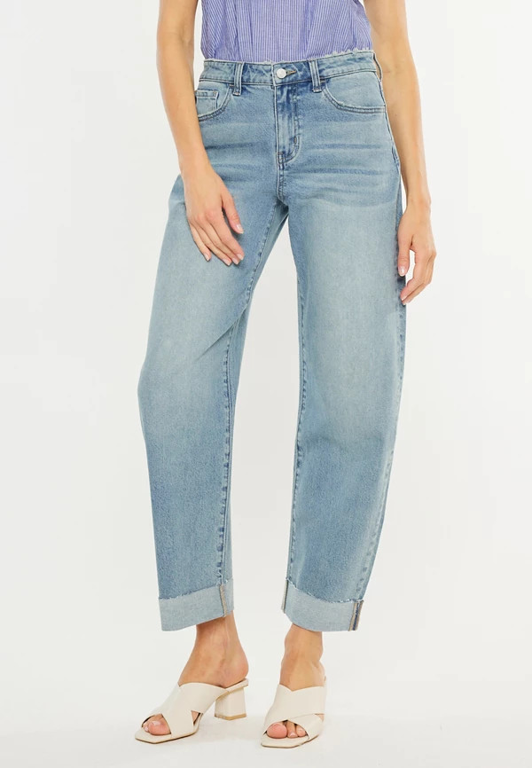 KanCan™ High Rise Raw Cuff Barrel Jean | Maurices