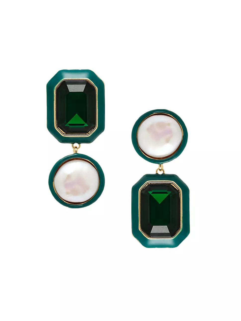 Francesca 14K-Gold-Plated, Glass Crystal & Freshwater Pearl Asymmetric Drop Earrings | Saks Fifth Avenue