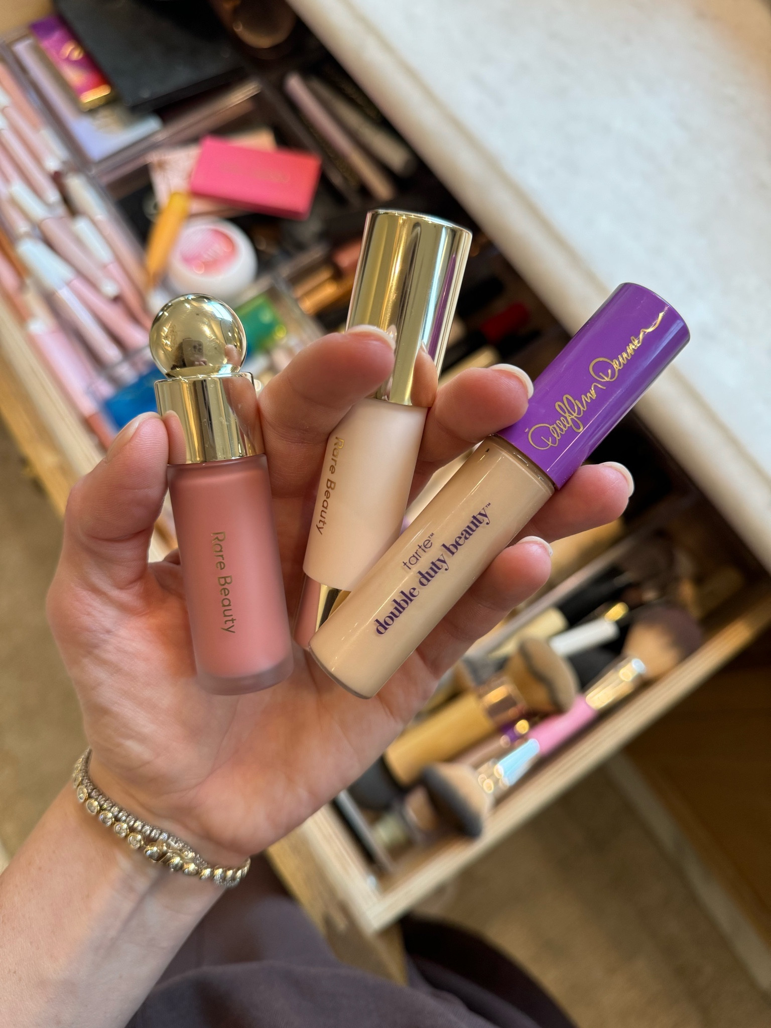 use code SHAPETAPE15 to get tartes shape tape concealer for $15!!

tarte shape tape: shade 22N light neutral
rare beauty blush: shade hope
rare beauty contour: shade happy sol 