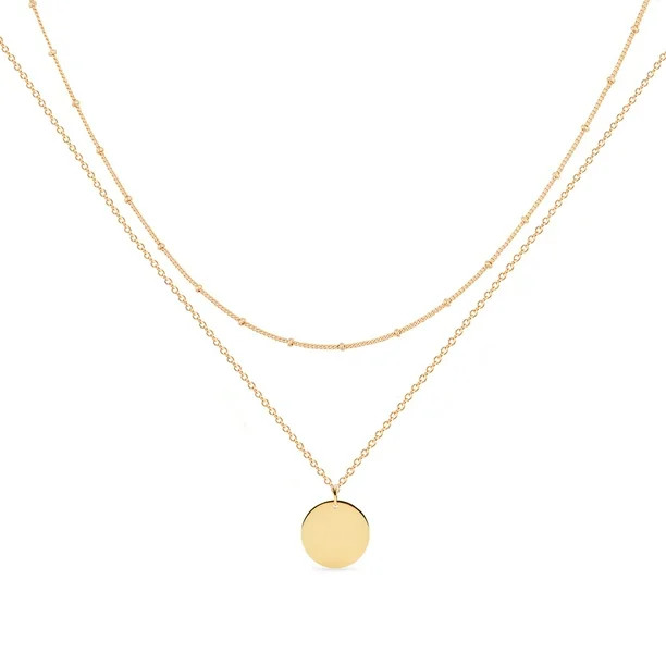 Mevecco 18K Gold Layered Disc/Circle Bead Chain Dainty Elegant Simple Layer Necklace for Women | Walmart (US)