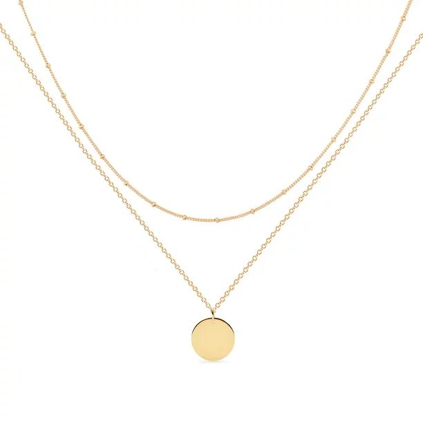 Mevecco 18K Gold Layered Disc/Circle Bead Chain Dainty Elegant Simple Layer Necklace for Women | Walmart (US)