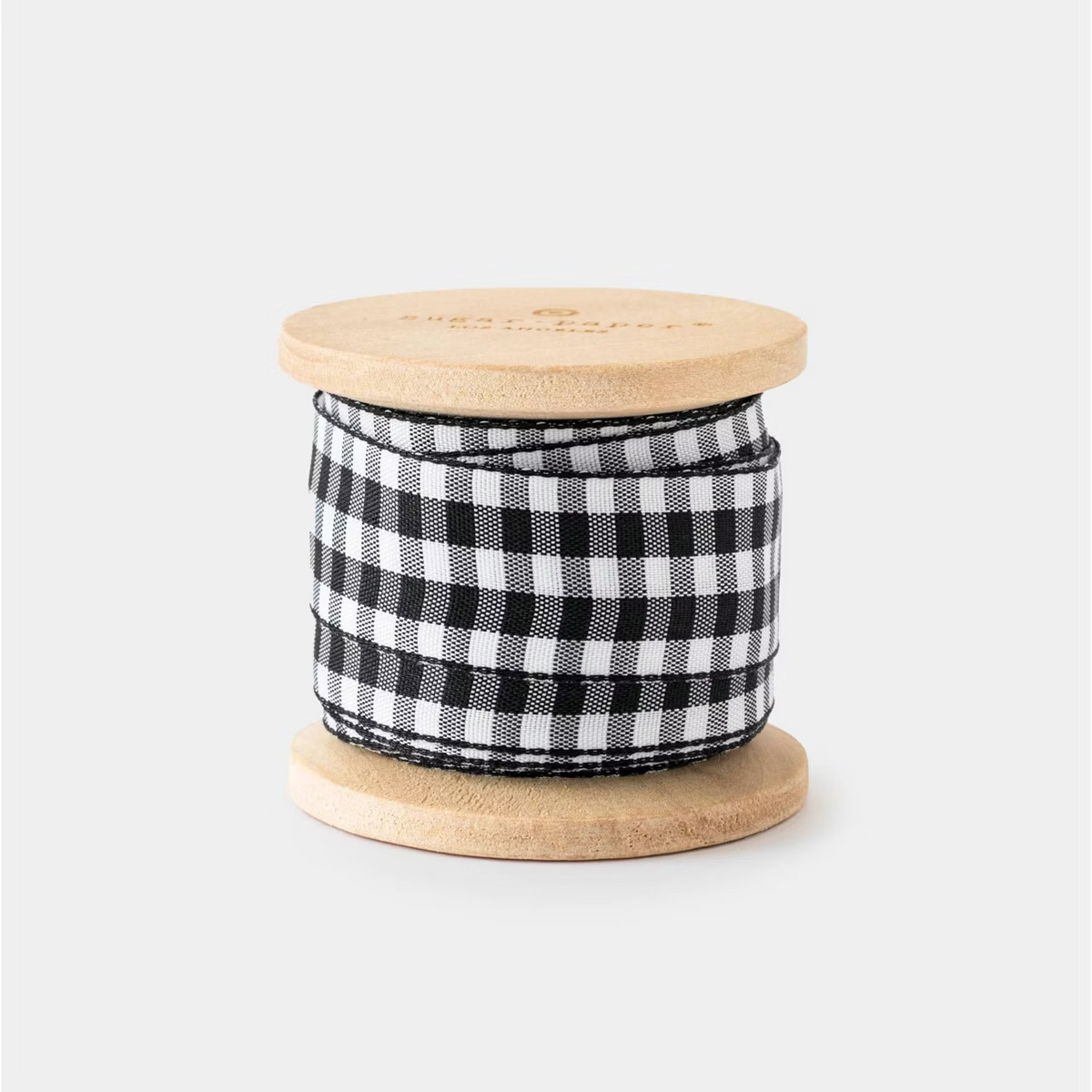7/8" Plaid Woven Fabric Ribbon 15' Black/White - Sugar Paper™ + Target | Target