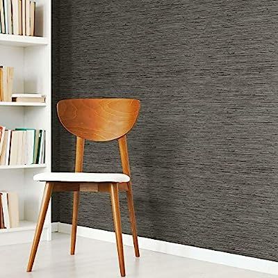 RoomMates RMK11313WP Grasscloth Grey Peel and Stick Wallpaper, Dark Gray | Amazon (US)