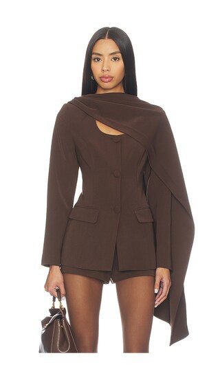 Line & Dot Nimah Scarf Blazer in Brown. - size M | Revolve Clothing (Global)