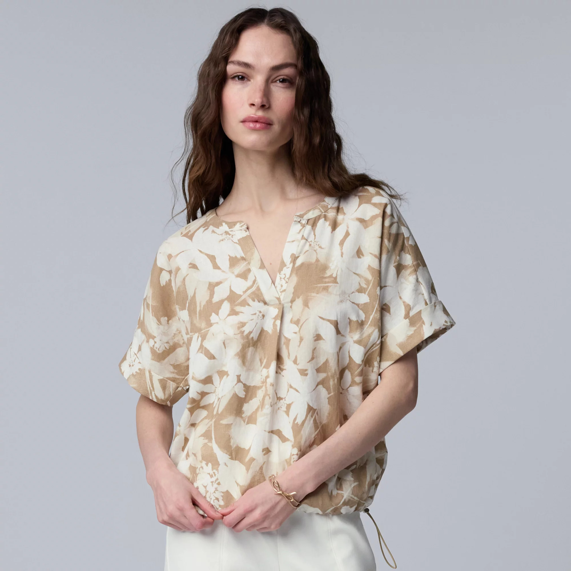 Women's Simply Vera Vera Wang Drawcord Hem Blouse | Kohl's