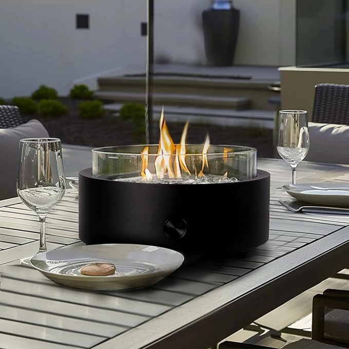 14-inch Tabletop Propane Fire Pit, Outdoor Gas Umbrella-Hole Fire Pit, Portable Fireplace Round F... | Amazon (US)