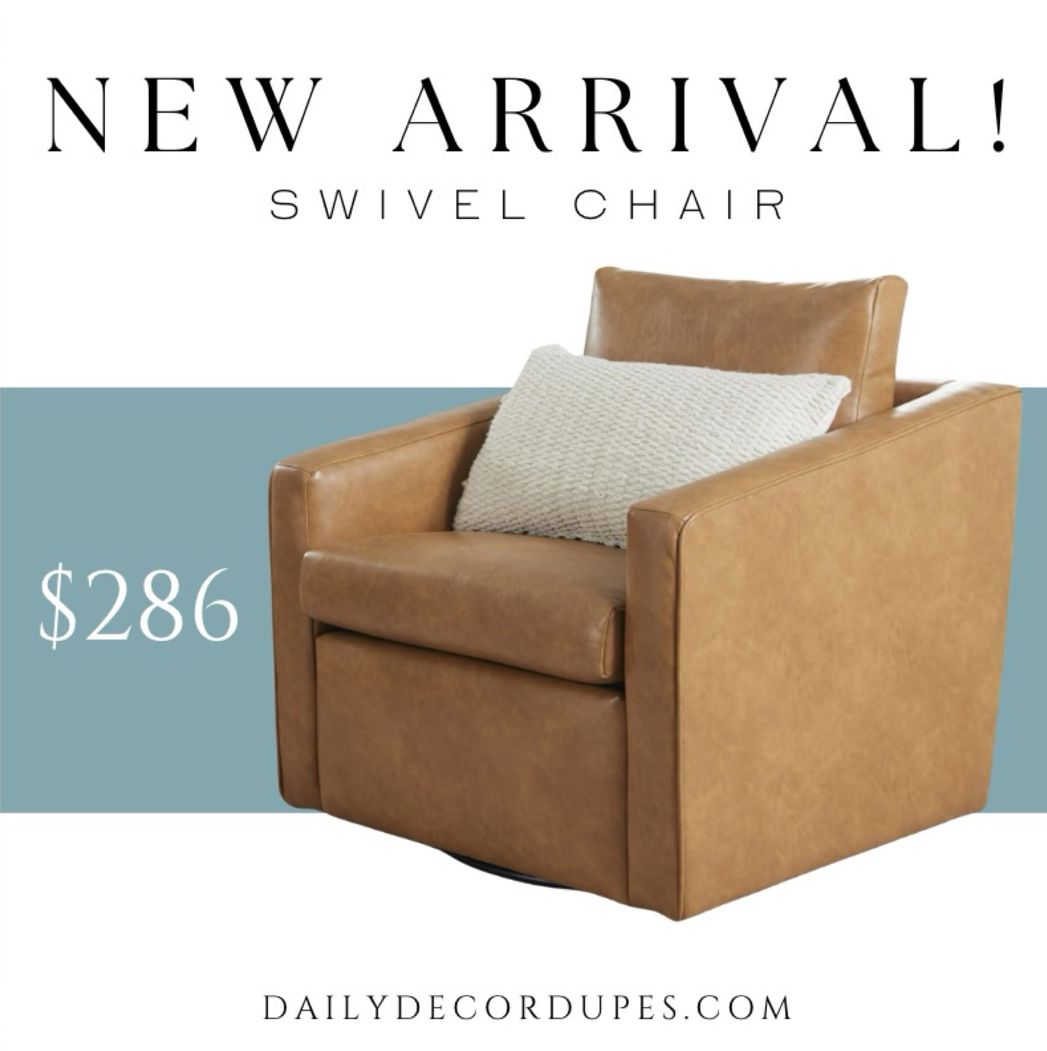 This faux leather swivel chair is under $300 with free shipping! It also comes in green and has amazing reviews! These would go so well with an organic modern (McGee/Amber Interiors) vibe or even a contemporary Restoration Hardware style.

Brown leather swivel arm chair under $300 with free shipping. Also comes in a green color. Excellent reviews! faux leather pic vegan leather Cognac camel color tan light brown medium brown. Dupe dupes more affordable option find replica copy cat similar look for less budget friendly affordable cheap cheaper beautiful pretty. Clearance sale coupon code discount code promo code luxury lookalike look a like Inspo inspiration inspired by idea ideas

Love dupes like these? I share multiple every day in my FB group “DAILY DECOR DUPES”

#LTKxWalmart 

#LTKHome #LTKSaleAlert