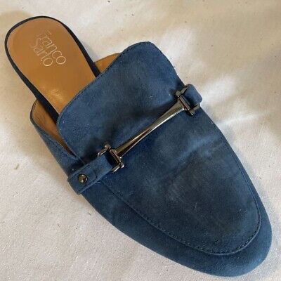 Franco Sarto Womens Dolly Mule Flat Shoes Navy Blue Moc Toe Horsebit Slip Ons 9  | eBay | eBay US