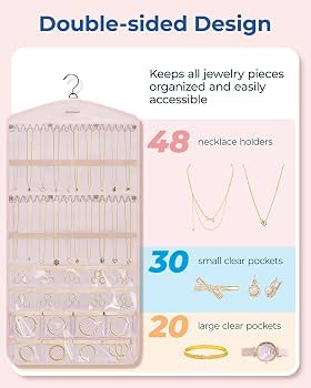 BAGSMART Hanging Jewelry Organizer with Hanger Metal Hooks Double-Sided Jewelry Holder for Organi... | Amazon (US)