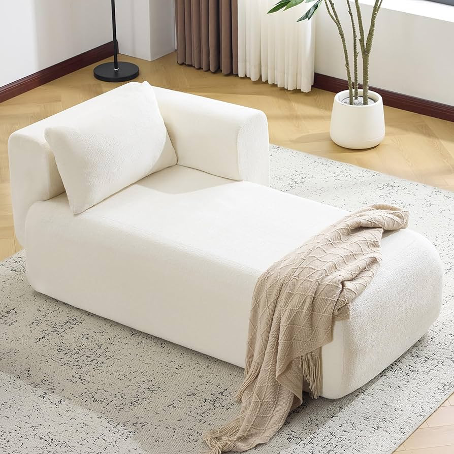 Bezseller Upholstered Chaise Lounge Indoor, Comfy Lounge Boucle Sofa, Modern Leisure Sleeper Sofa... | Amazon (US)