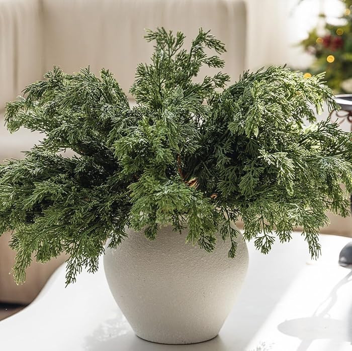 MISSPIN 12 Pcs 21.5 Inches Christmas Cedar Branches, Cedar Artificial Christmas Branches DIY Craf... | Amazon (US)