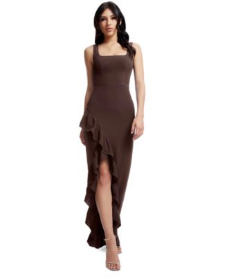 Dress the Population Women's Charlene Ruffled High-Low Gown - Sage | Macy's