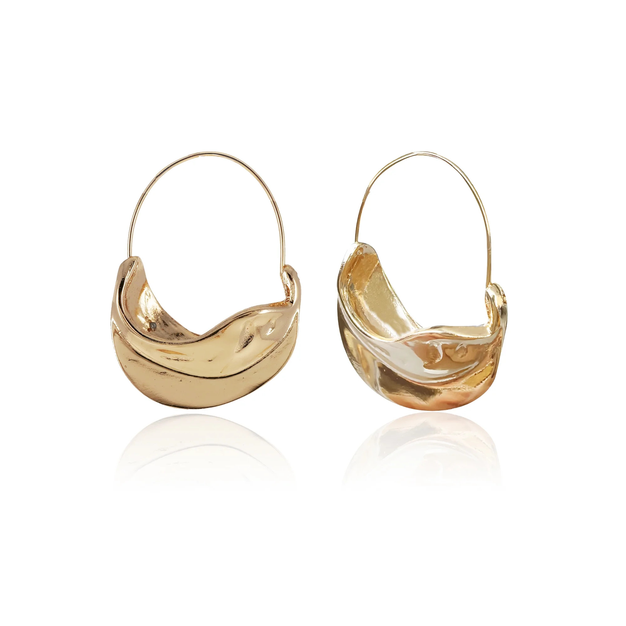 Time and Tru Women's Wire Sculptural Metal Earring In Gold Plated Color | Walmart (US)