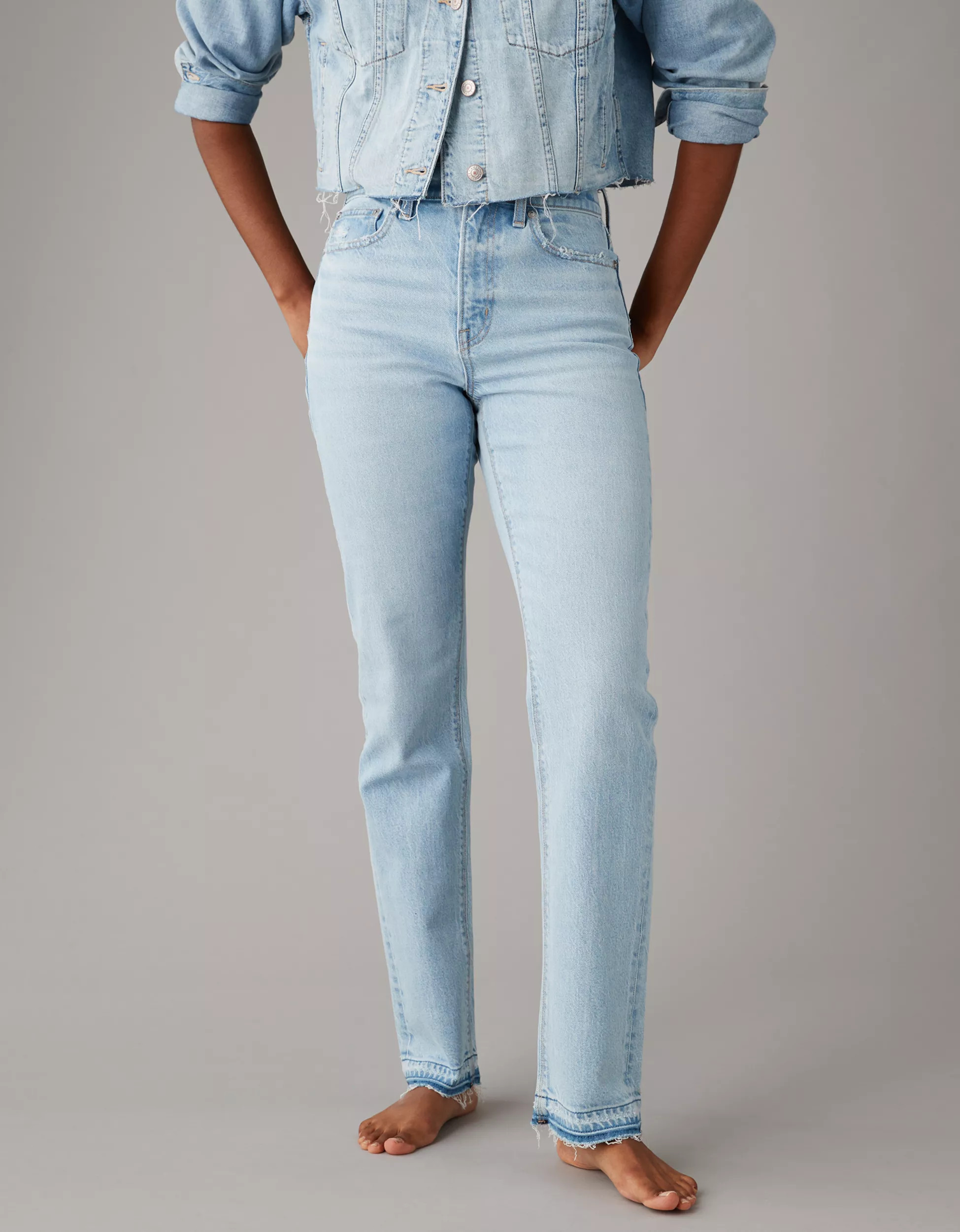 AE Stretch Super High-Waisted Straight Jean | American Eagle Outfitters (US & CA)