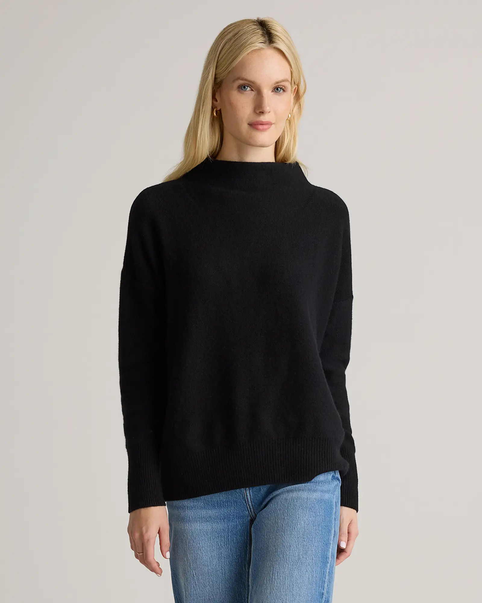 Mongolian Cashmere Funnel Neck Sweater in Black | Quince