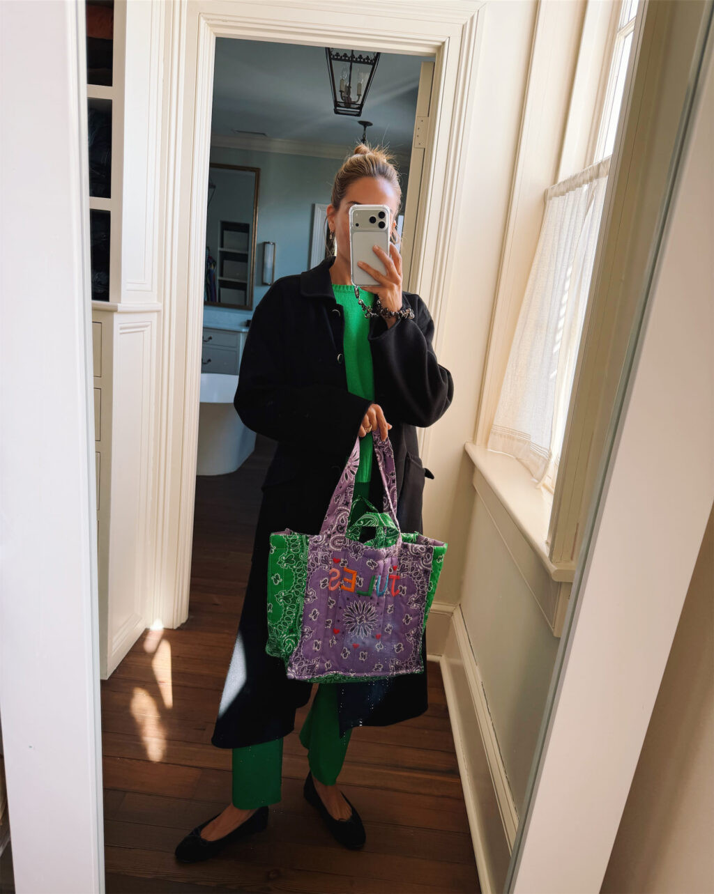 Daily Look 2.24.26
Coat is Hermes, pants are SPRWMN, green sweater is Kujten -- similar styles linked! 

 #LTKootd