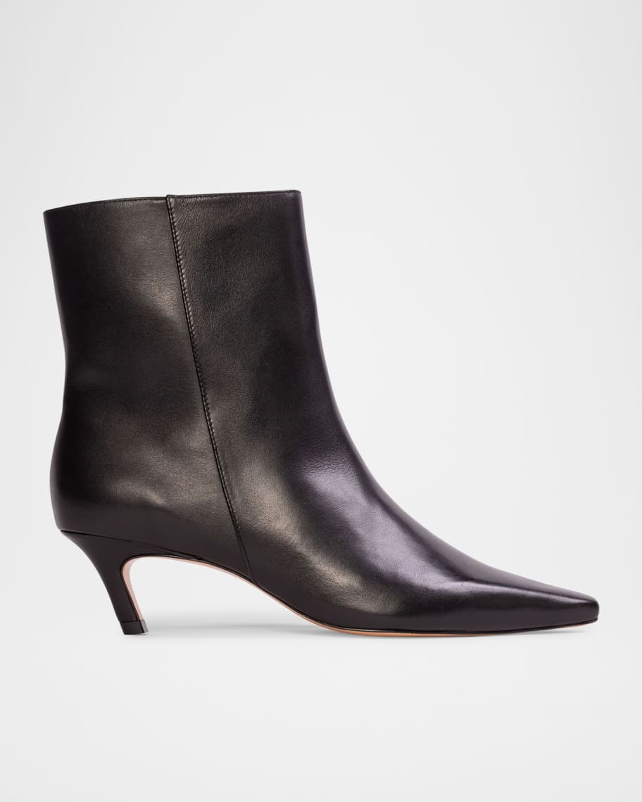 Black Suede Studio Avenue Snake-Embossed Ankle Boots | Neiman Marcus