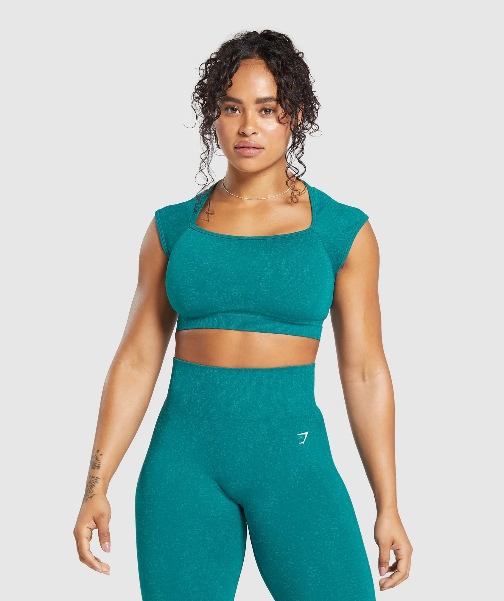 Gymshark Adapt Fleck Seamless Crop Top - Ocean Teal/Artificial Teal | Gymshark US