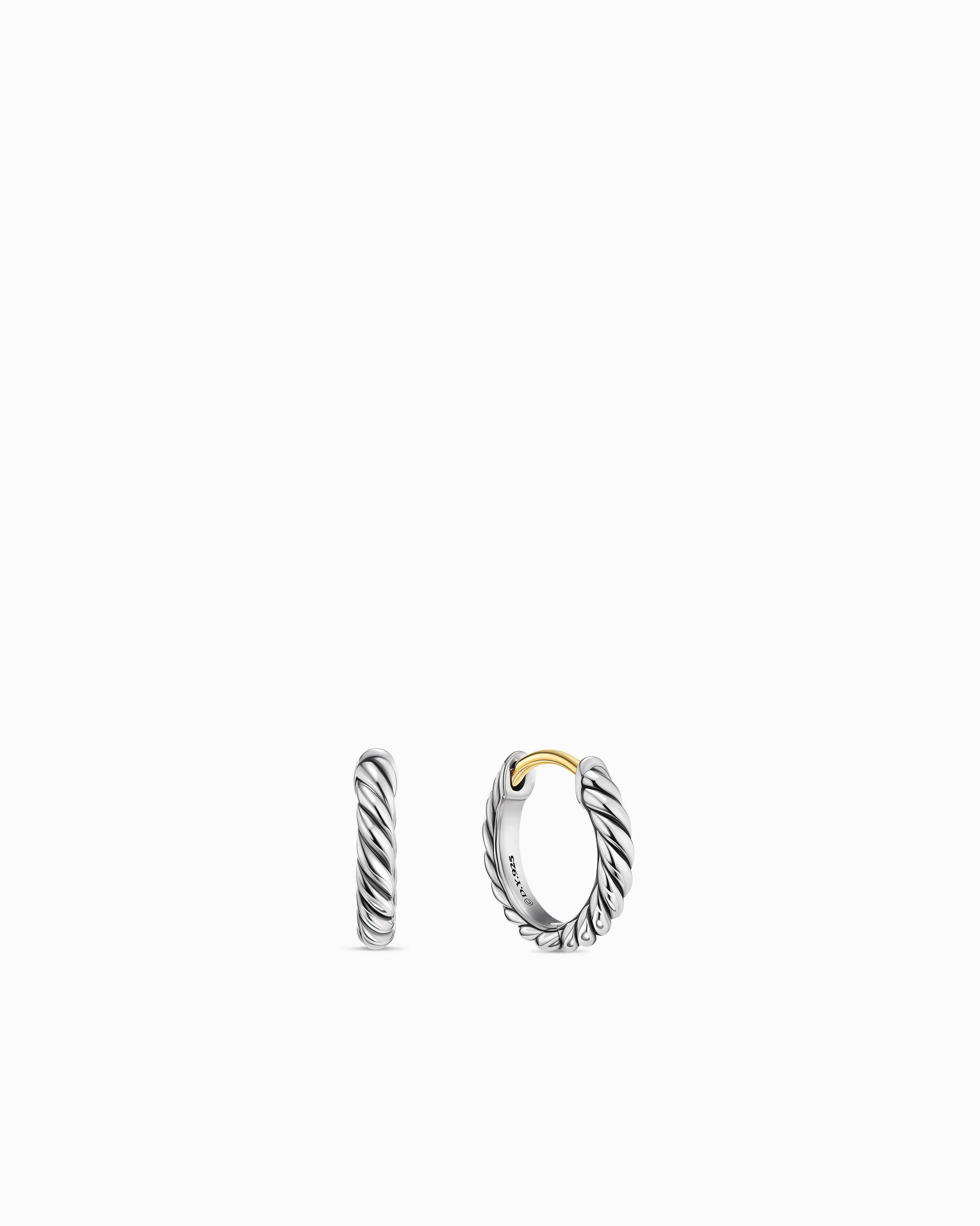 David Yurman | Sculpted Cable Micro Huggie Hoop Earrings in Sterling Silver, 10.7mm | David Yurman