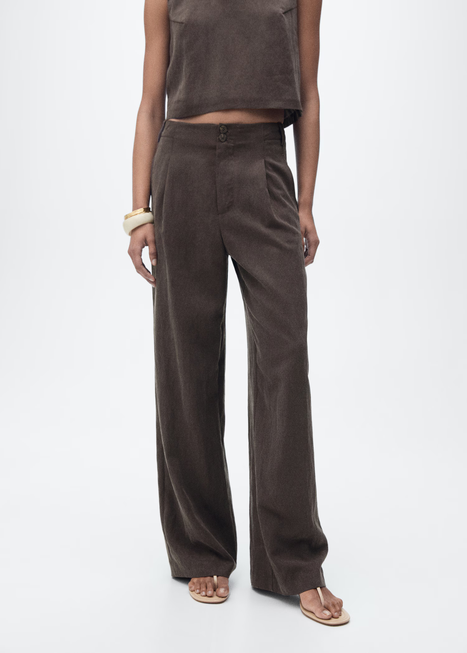 Straight-fit lyocell pants with pleats - Women | MANGO USA | Mango (US/MX/AU)