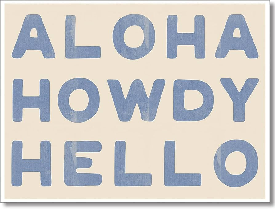sdgobvco Aloha Howdy Hello Canvas Wall Art, Coastal Cowgirl Poster, Blue Western Prints Painting,... | Amazon (US)