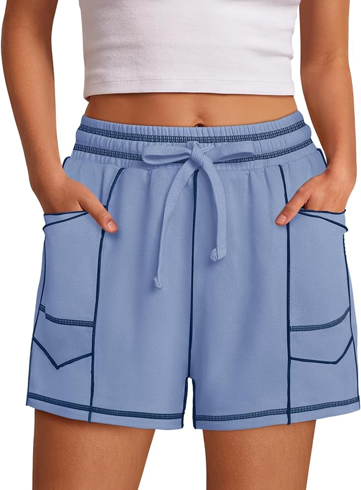 Nirovien Womens Sweat Shorts Baggy Drawstring Barrel High Waisted Shorts with Pockets Lounge Shor... | Amazon (US)
