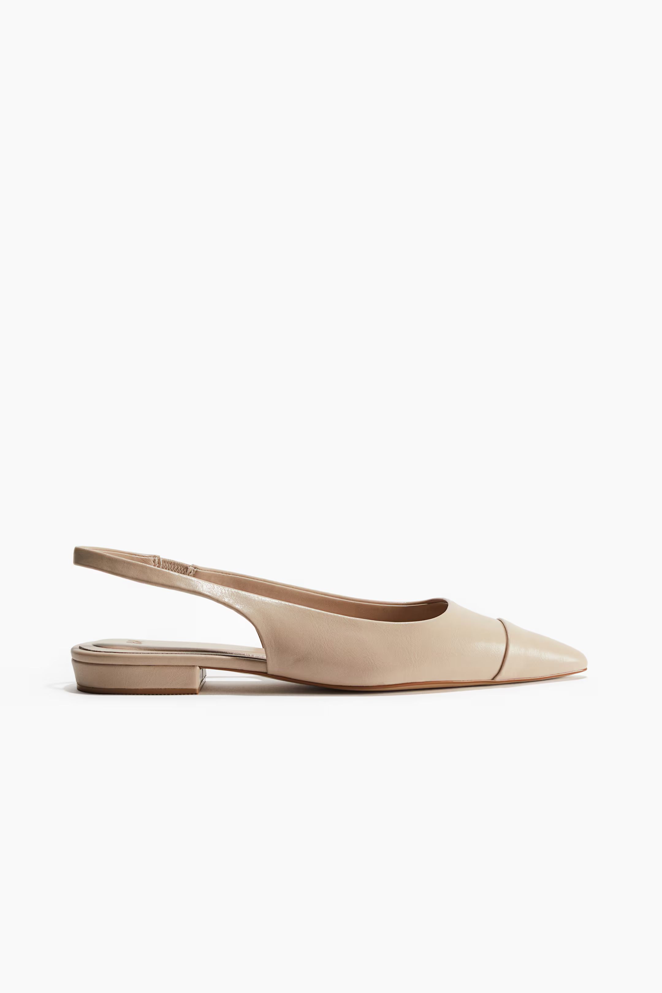 Pointed slingbacks - No heel - Light beige - Ladies | H&M GB | H&M (UK, MY, IN, SG, PH, TW, HK)