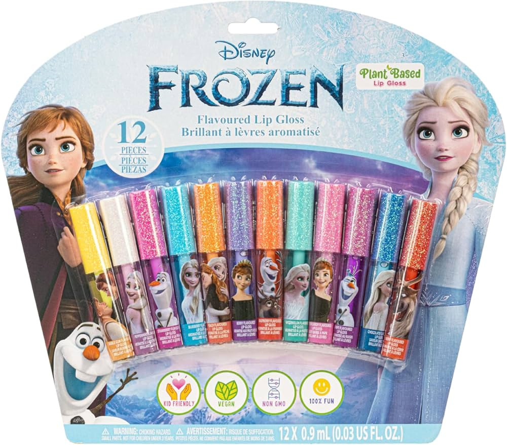 Disney Frozen 12 Piece Plant Based Lip Gloss, Girls Party Favors, First Makeup Set for Girl, Perf... | Amazon (US)