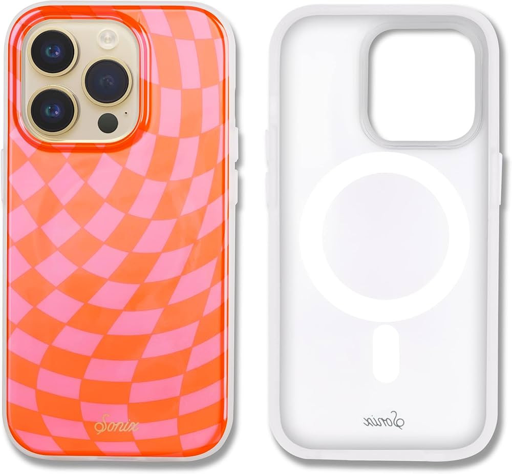 Sonix Case for iPhone 14 Pro | Compatible with MagSafe | 10ft Drop Tested | Checkered Orange, Pin... | Amazon (US)