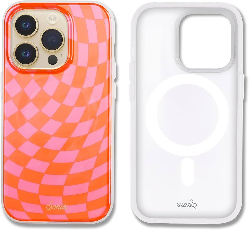Sonix Case for iPhone 14 Pro | Compatible with MagSafe | 10ft Drop Tested | Checkered Orange, Pin... | Amazon (US)