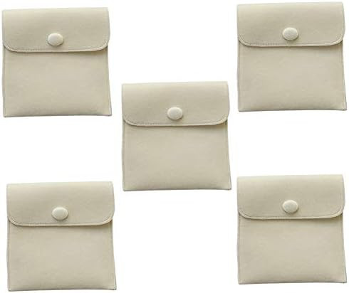 Amazon.com: 5 Pieces Flannel Jewelry Pouch with Snap Button Portable Soft Flannel Bracelet Neckla... | Amazon (US)