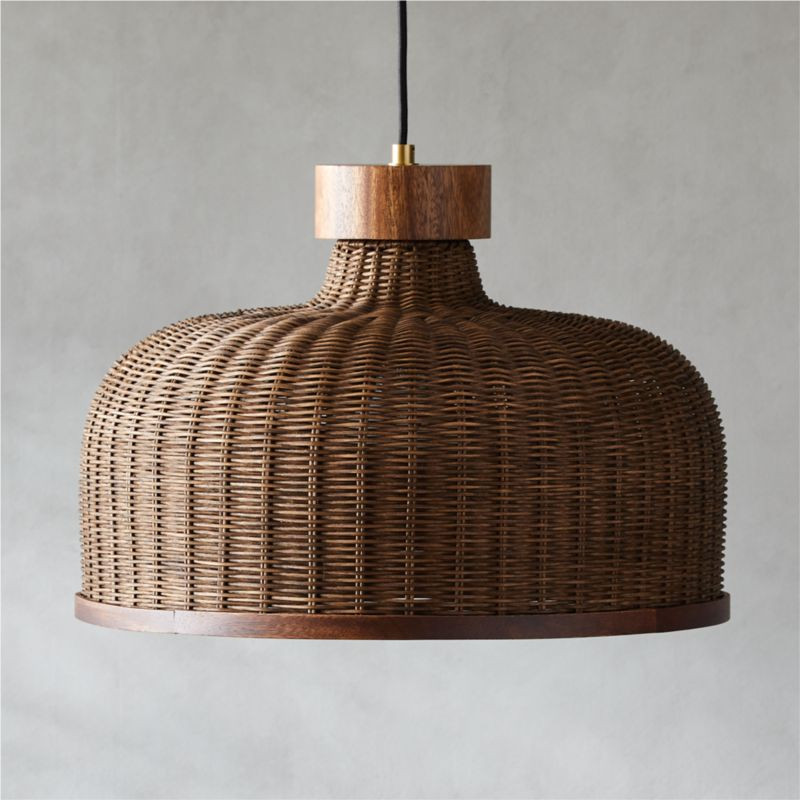 Sago Rounded Rattan Pendant Light + Reviews | CB2 | CB2