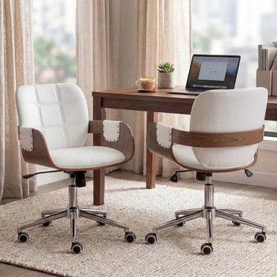 Ryonie Faux Leather Upholstered Swivel Office Chair (Set Of 2) | Wayfair North America