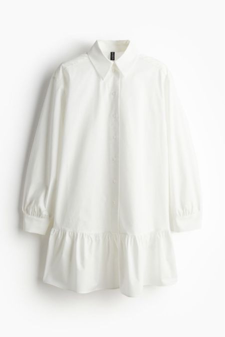 Ruffle hem white shirt dress

#LTKstyletip #LTKSeasonal #LTKfindsunder50