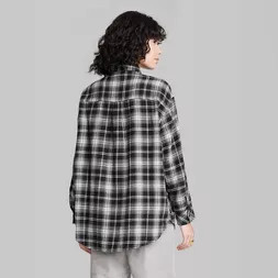 Women's Long Sleeve Hi-Low Oversized Flannel Shirt - Wild Fable™ | Target