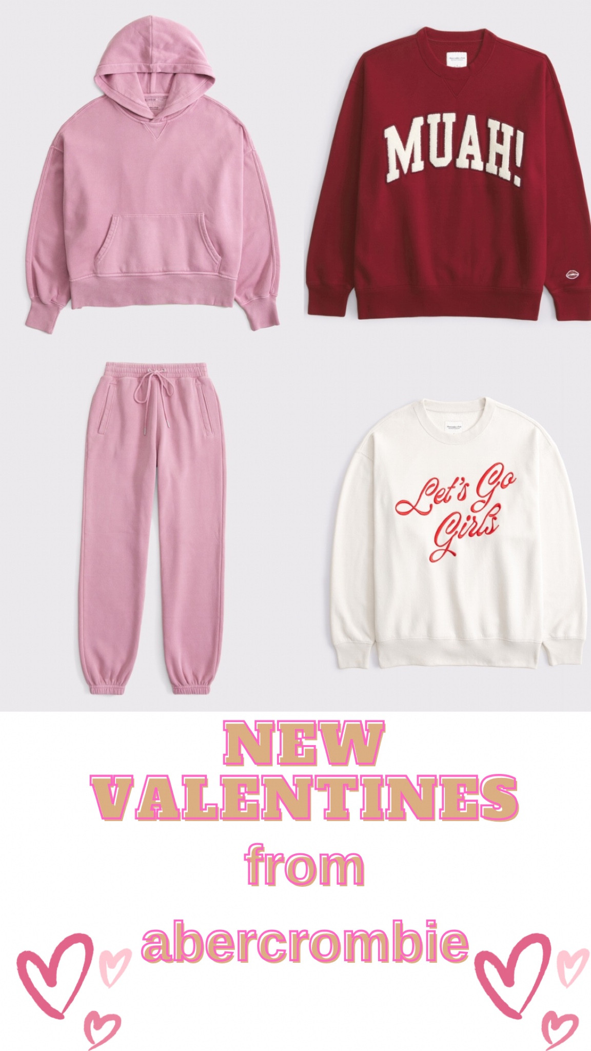 New valentines arrivals at Abercrombie and Fitch. Hoodies, sweatshirts, sweatpants, cherries, sweaters 

#LTKMidsize #LTKSeasonal #LTKPlusSize