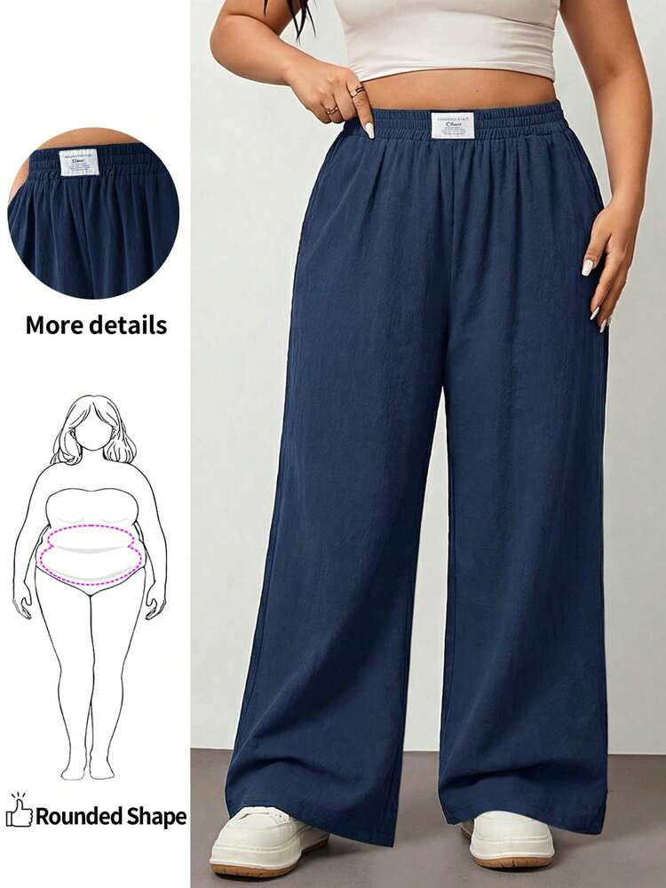 [100% Cotton] 

Enliva New Plus Size Casual Simple Versatile Pants, Back To School, Teacher Pants... | SHEIN