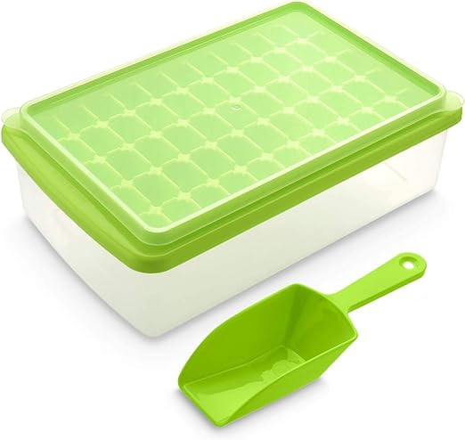 Ice Cube Tray With Lid & Bin | BPA Free Ice Tray For Freezer With Cover, Container & Tong | No Sp... | Amazon (US)