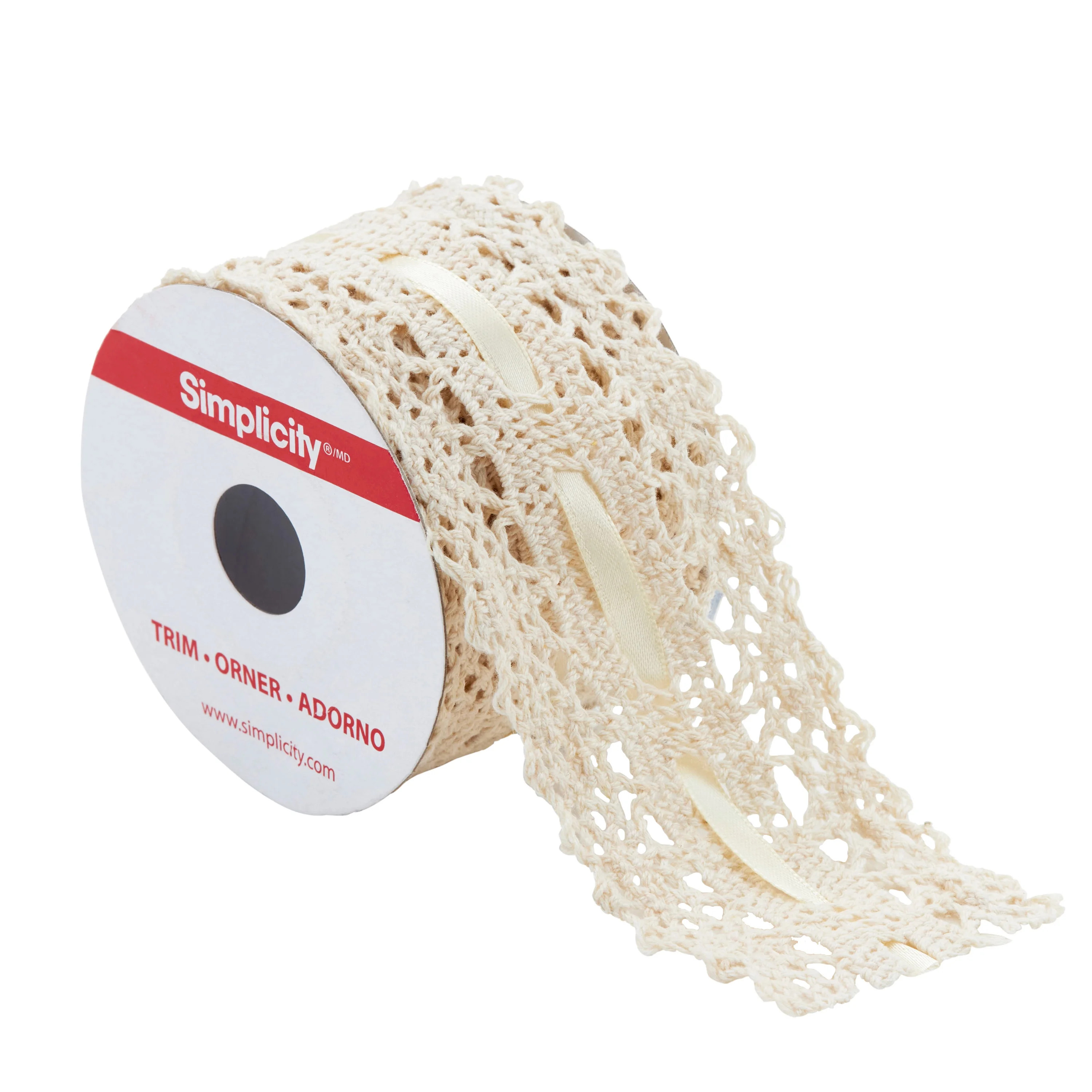 Simplicity Trim, Cream 2 inch Crochet with Ribbon Insert Trim Great for Apparel, Home Decorating,... | Walmart (US)