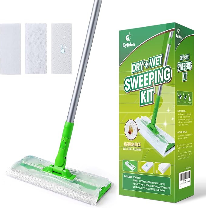 Eyliden Sweeper Mop with 36 Refills - 3 Types of Disposable Dry & Wet Cloths | Lock-Tight Design ... | Amazon (US)